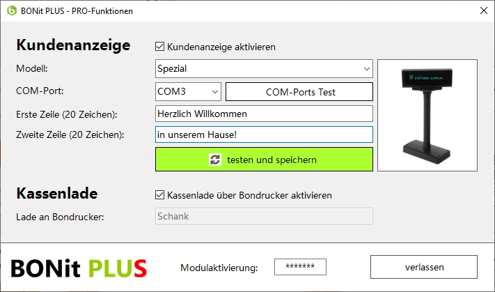 BONit PLUS Kundendisplay + Kassenlade Modul