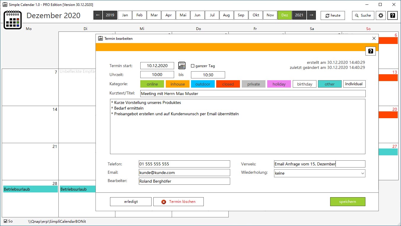 Simple Calendar PRO 